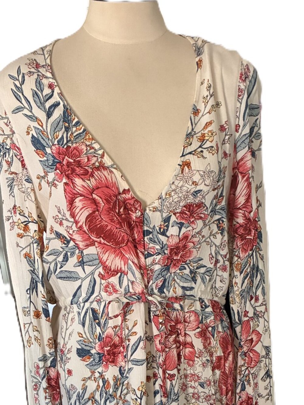 BILLA BONG Cream Floral Dress sz L
